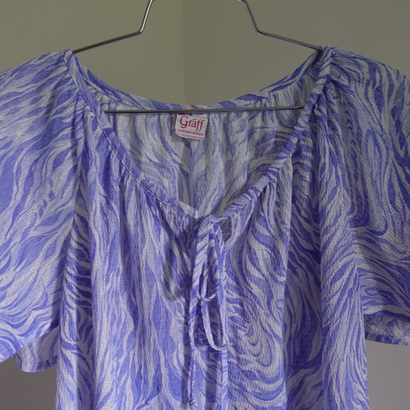 Vintage 70s Flutter Sleeve Swirl Pattern Blouse Size M - Picture 3 of 6